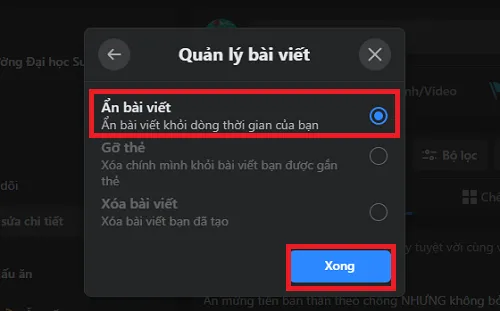 ẩn bài viết Facebook mới khỏi dòng thời gian 