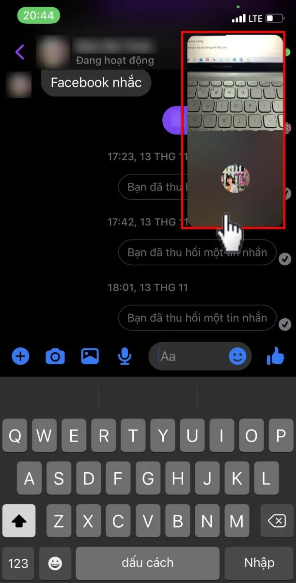 Mẹo thu nhỏ màn hình video call Messenger (3)