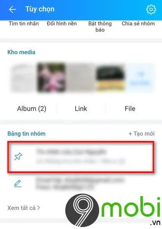 ghim tin nhan zalo tren android