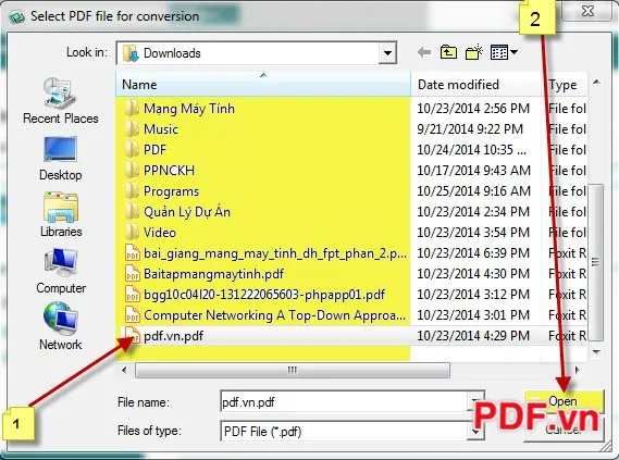 Mở file PDF cần chuyển đổi