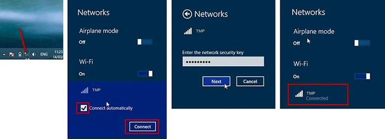 Cách kết nối wifi cho laptop Windows 8