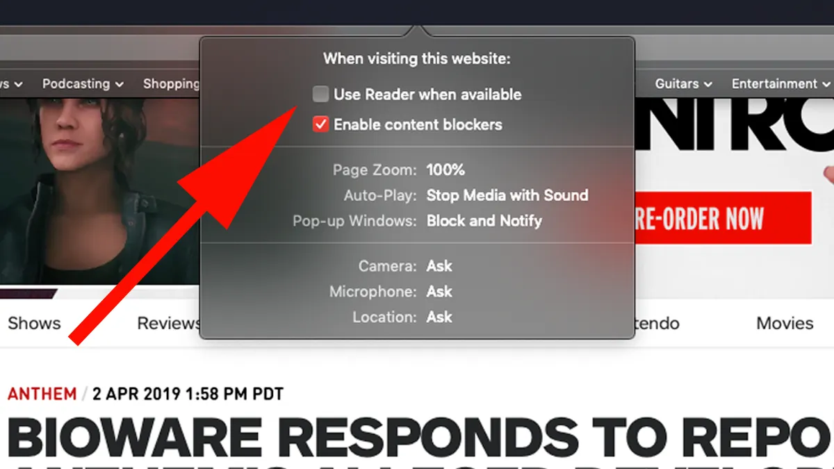 Cách chặn quảng cáo trên Mac: Sử dụng Reader khi có sẵn