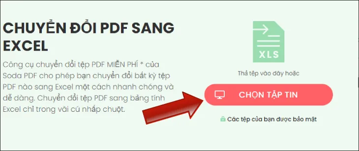 Chuyển File PDF sang Excel bằng Sodapdf