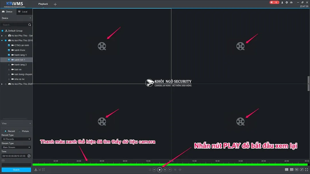 Hướng dẫn xem lại hình ảnh trên phần mềm KBiVMS