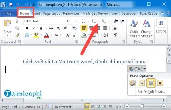 cach viet so la ma trong word danh chi muc so la ma 8