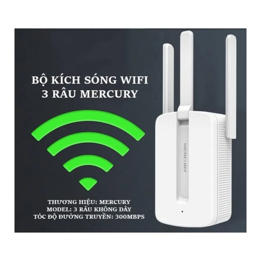 kích sóng wifi mercury 3 râu