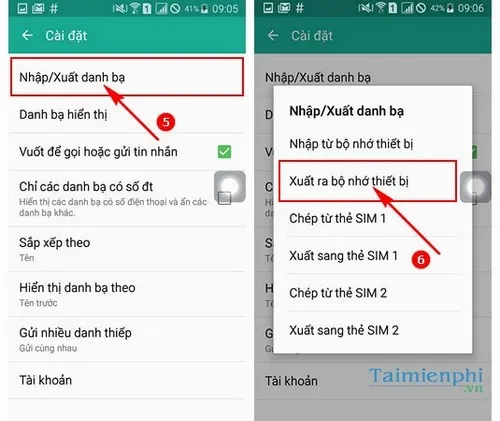 sao luu danh ba tren android