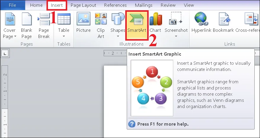 Chọn Insert - Smart Art