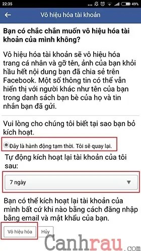 tạm khóa facebook bằng điện thoại iphone ipad samsung hình 3