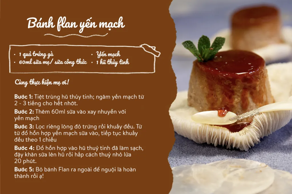 Cách làm bánh flan yến mạch