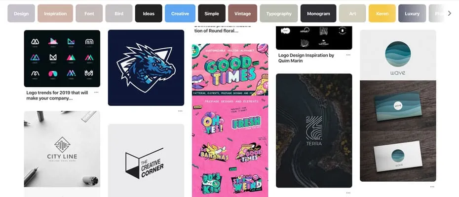 Pinterest cũng là một nguồn tham khảo logo tuyệt vời