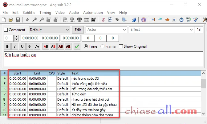 sử dụng Aegisub tạo phụ đề Video Effects