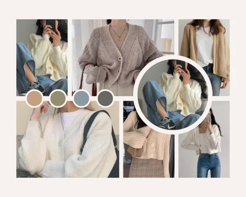 Phối áo cardigan với áo cùng tone màu