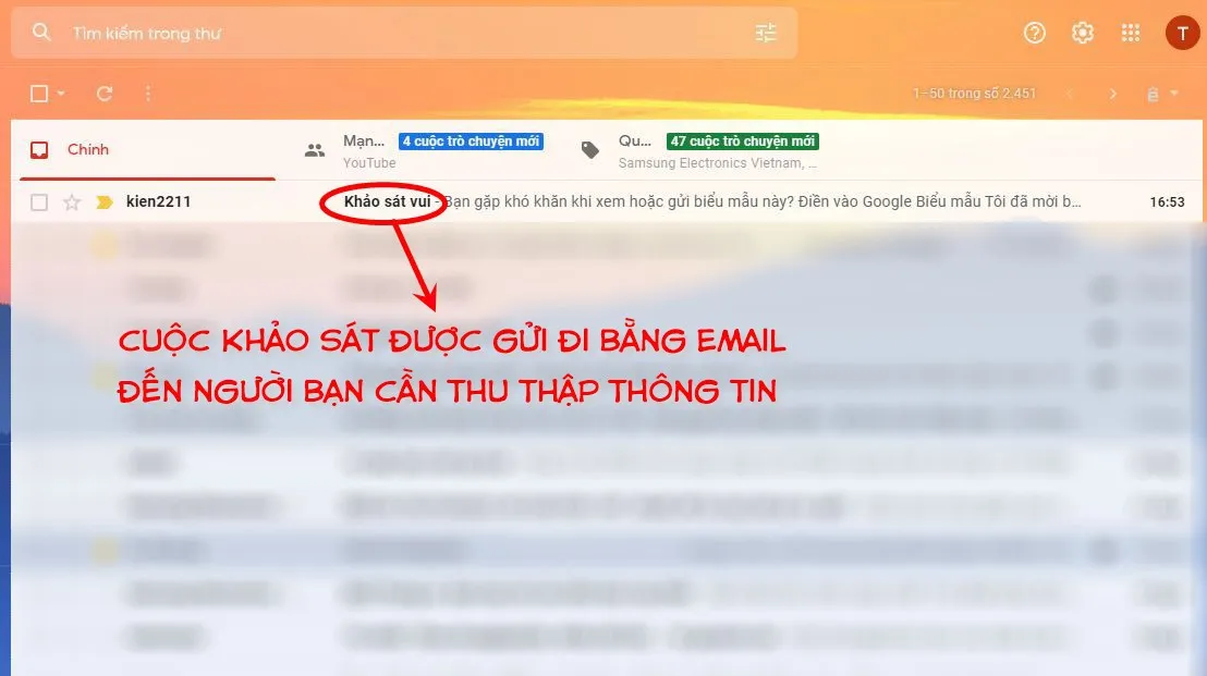 Google Forms đã được gửi qua Email