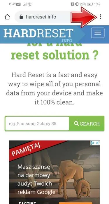 SAMSUNG Galaxy A50 Clear browsing data