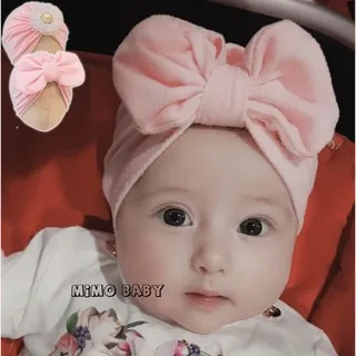 [Mã 2212FASHION30K hoàn 10% đơn 99K] Mũ turban bé gái - hồng baby (6-10kg)