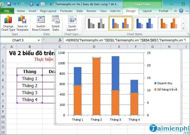 ve 2 bieu do tren cung 1 do thi trong excel 7