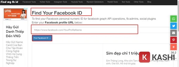 Tìm kiếm trên Google Find your Facebook ID