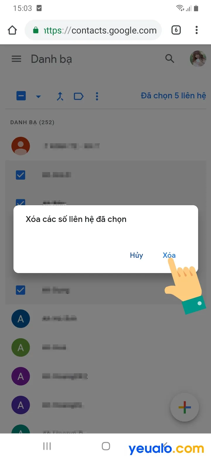 Cách xóa danh bạ đồng bộ trên Gmail 5