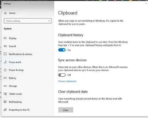 xóa lịch sử clipboard trên windows