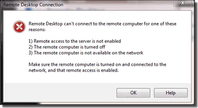 RDP connection failed