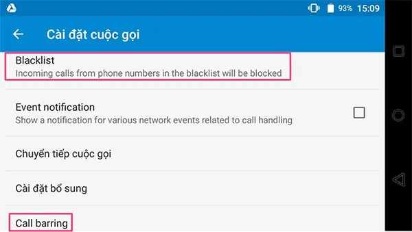Người dùng chặn số điện thoại trên danh bạ điện thoại Android