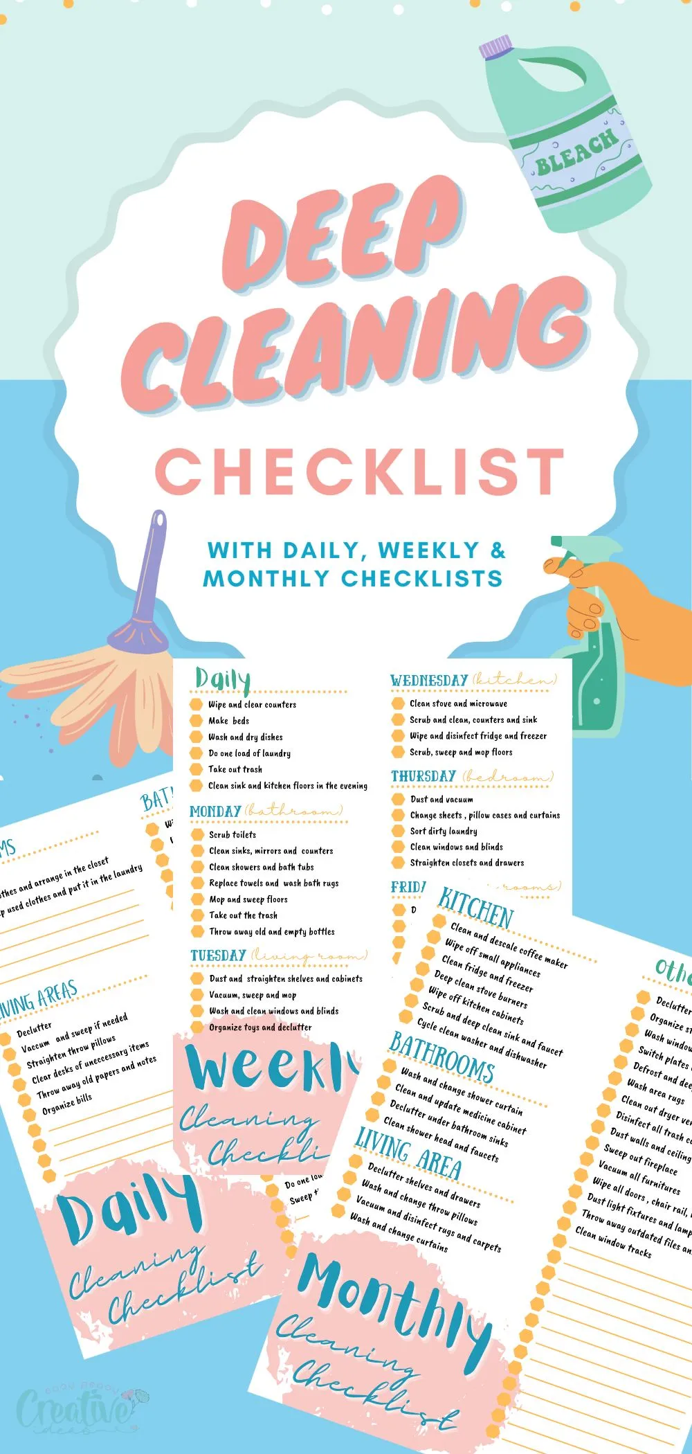 Keeping up with all the cleaning you need to do around your house can be pretty exhausting. And if youre not organized, youre probably causing much more work for yourself than you need to. Thats why I love using a deep cleaning checklist as I clean. It helps me stay on track and ensures everything gets cleaned on a regular basis. via @petroneagu