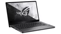 Asus ROG Zephyrus G14 gaming laptop with open screen on white background