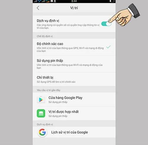 Cách cài định vị trên điện thoại Oppo
