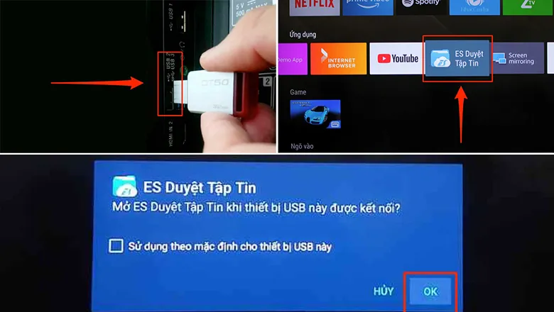 cách tải ứng dụng trên tivi Sony - cắm usb