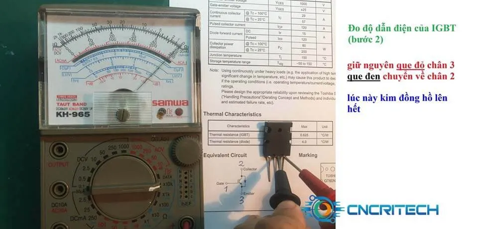 Đo độ dẫn điện của IGBT bước 2