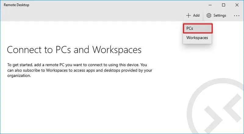 Add PC to remote desktop app