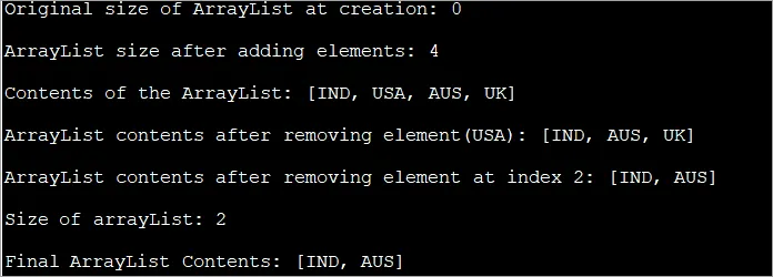 ArrayList java example