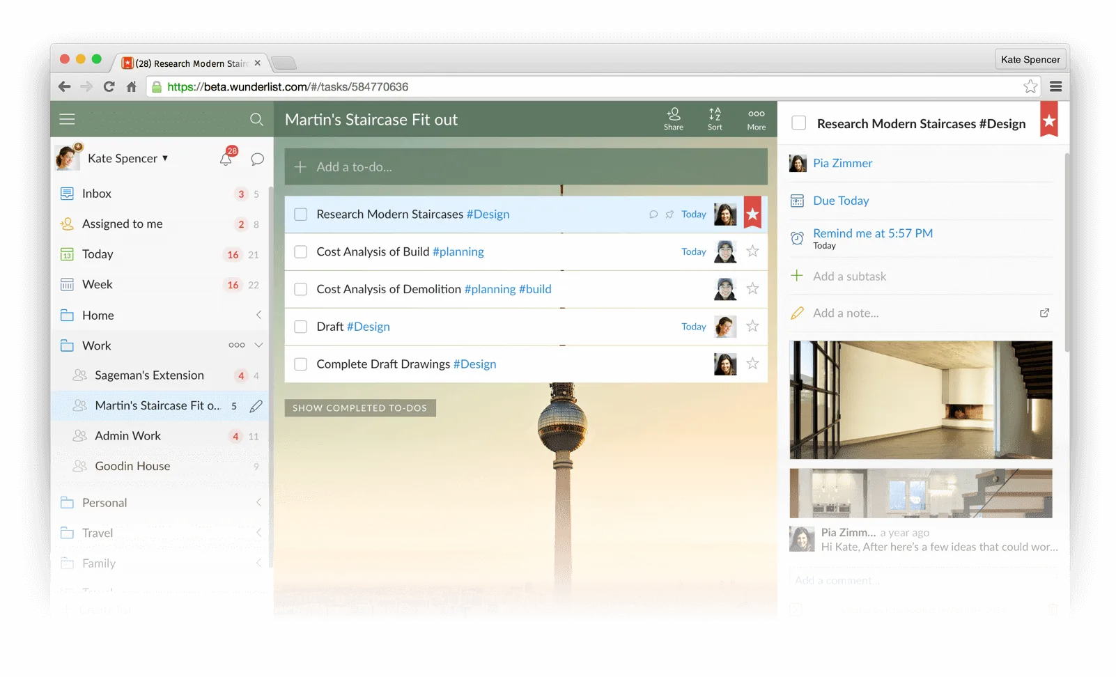 Wunderlist to do list