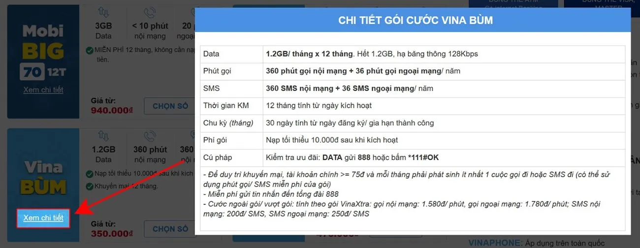 Nhấn Xem chi tiết