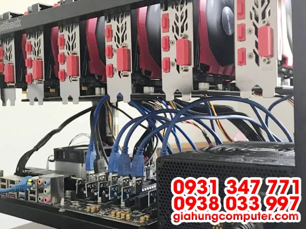 Dàn máy đào 8 VGA RX 580 4G MAXSUN 2 Fan , ETH:230mhs MINER