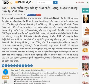 Top 10 ngũ cốc lợi sữa chất được được tin dùng tại Việt Nam (Theo Toplist)