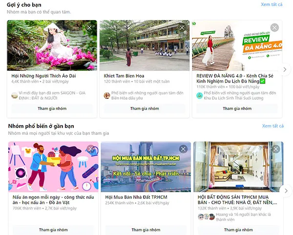 Trên Facebook có rất nhiều nhóm và bạn dễ dàng tìm thấy các gợi ý tham gia