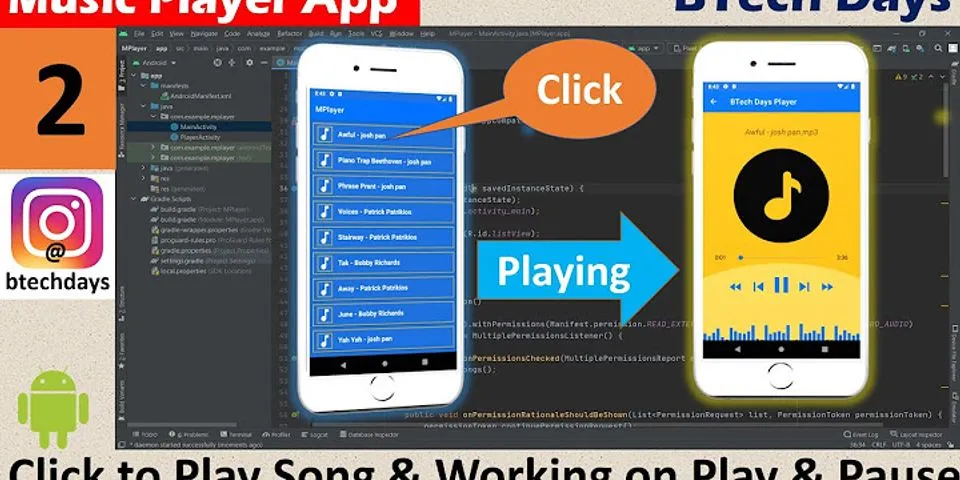 Android music player with stop button