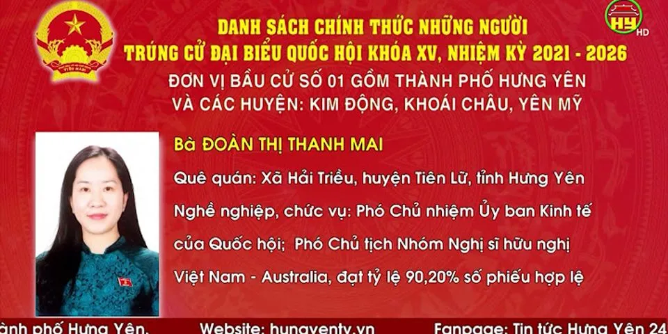 Danh sách trúng cử đại biểu Quốc hội tỉnh Tây Ninh