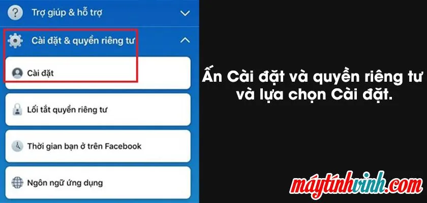 Sau đó chọn Cài đặt và Quyền riêng tư và chọn Cài đặt.