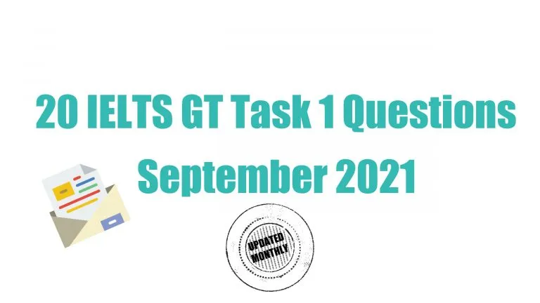 Recent IELTS General Training Task 1 Questions